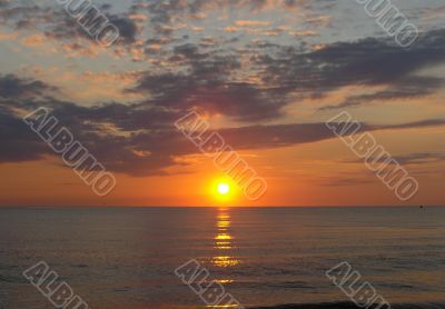 Orange sunset over the sea