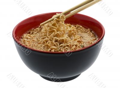 noodle soup asian with chopsticks