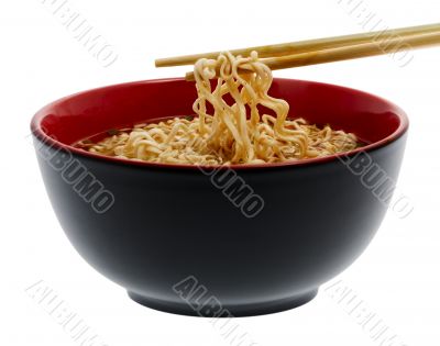 noodle soup asian with chopsticks