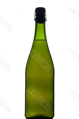 sparkling wine bottle on black