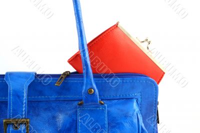 Red wallet in a handbag