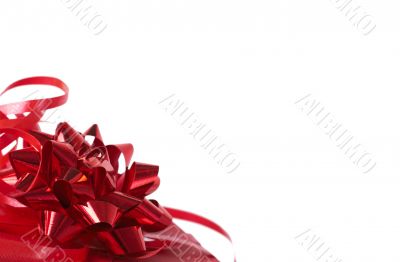 Red gift box with bows