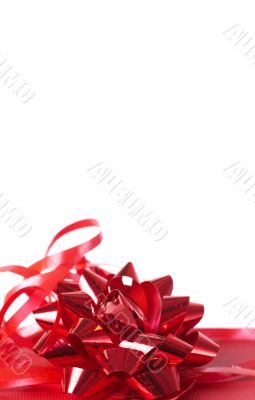 Red gift box with bows