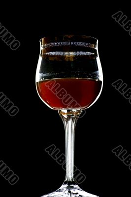 wine glass on black