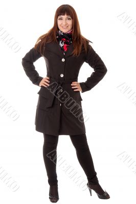 young woman in topcoat