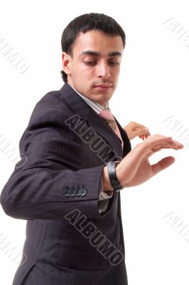 Businessman checking the time