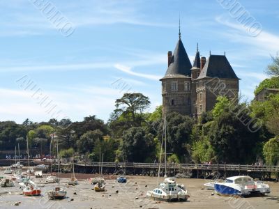 Old Medieval castle near ocean in France