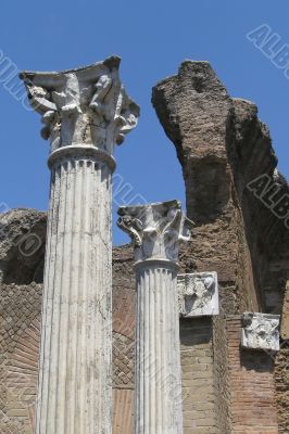 Ancient columns in the old  roman villa