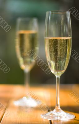 two champagne glasses