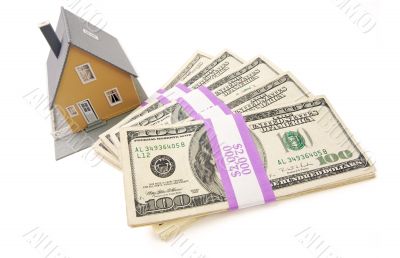 Home and Stacks of Money Isolated