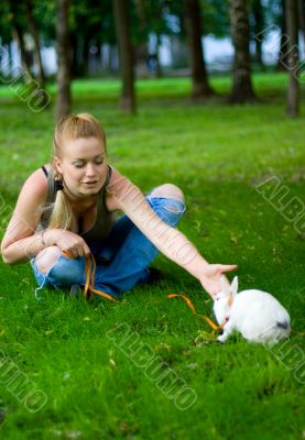 girl with rabbit