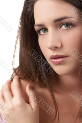Portrait of beautiful brunette woman