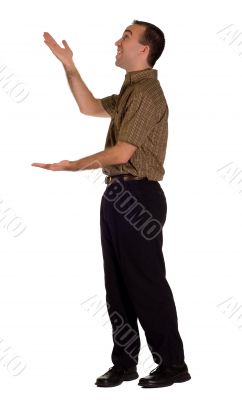 Man Displaying Something