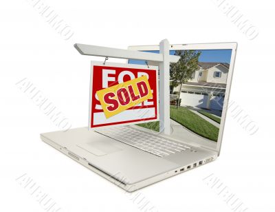 Red Sold For Sale Sign on Laptop
