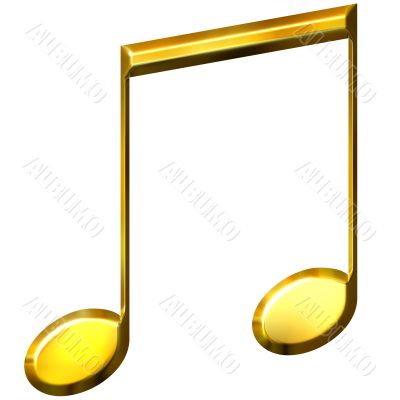 3D Golden Eighth Notes