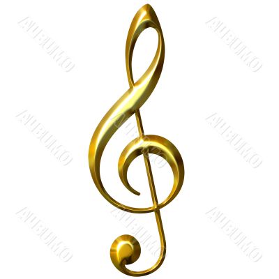 3D Golden Treble Clef