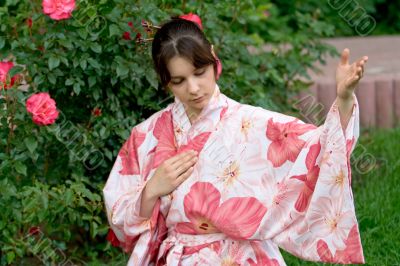 Girl in a flower yukata