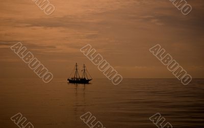 Sailboat in sunset