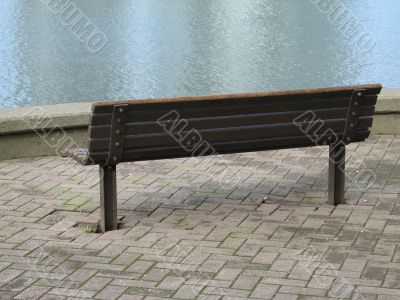park bench by the water