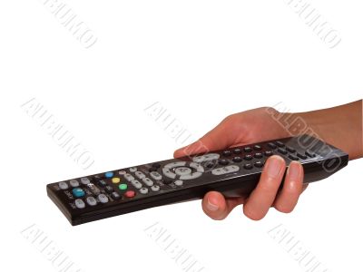 TV remote in hand