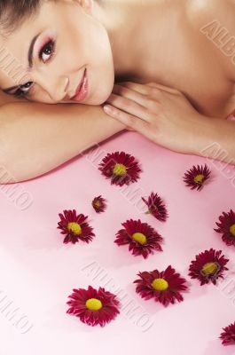 lovely girl with red flower