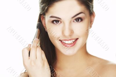 young woman with brush