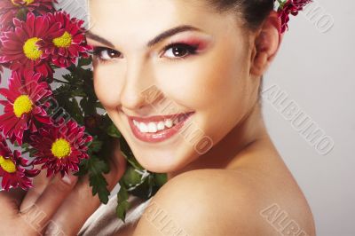 lovely girl with red flower