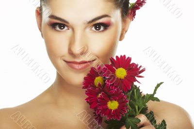 lovely girl with red flower