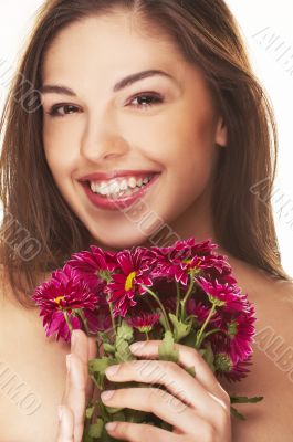 lovely girl with red flower