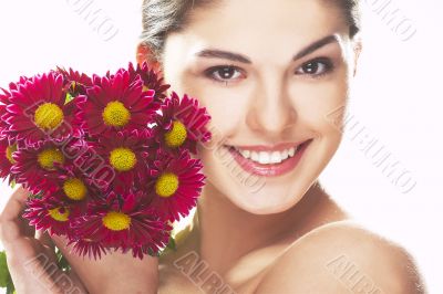 lovely girl with red flower