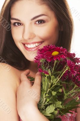 lovely girl with red flower