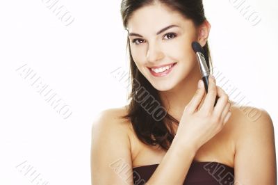 young woman with brush