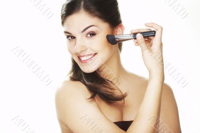 young woman with brush