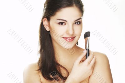 young woman with brush