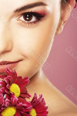 bright picture of lovely girl with flower