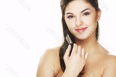young woman with brush
