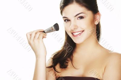 young woman with brush