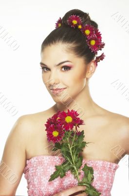lovely girl with red flower