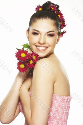 lovely girl with red flower