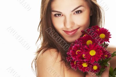 lovely girl with red flower