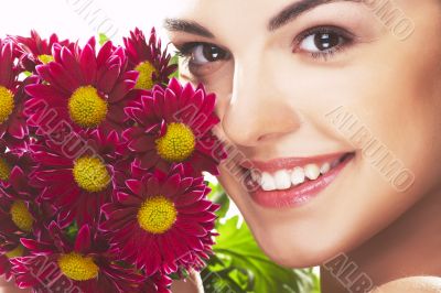 lovely girl with red flower