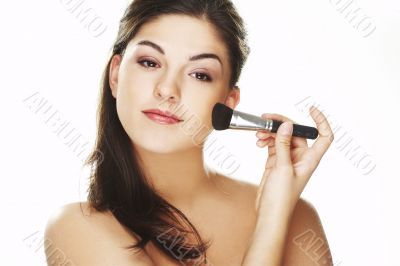 young woman with brush