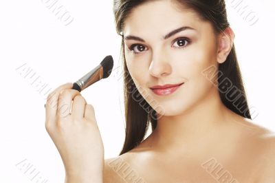 young woman with brush