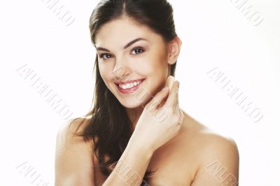 young woman with cosmetic petal