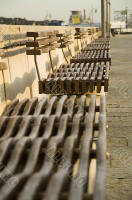 Rippled benches on promenade