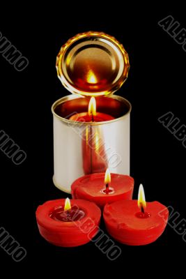 candle on a tin can