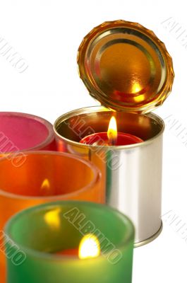 candle on a tin can