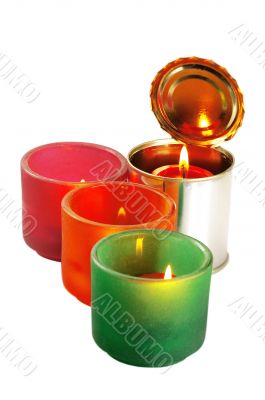 candle on a tin can