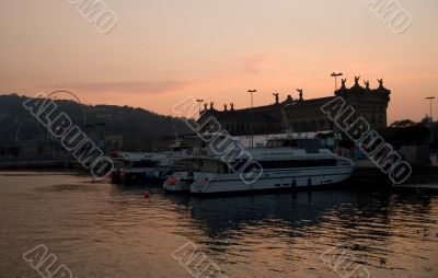 Boat in evening port