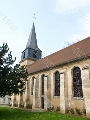 Small medieval church in french village